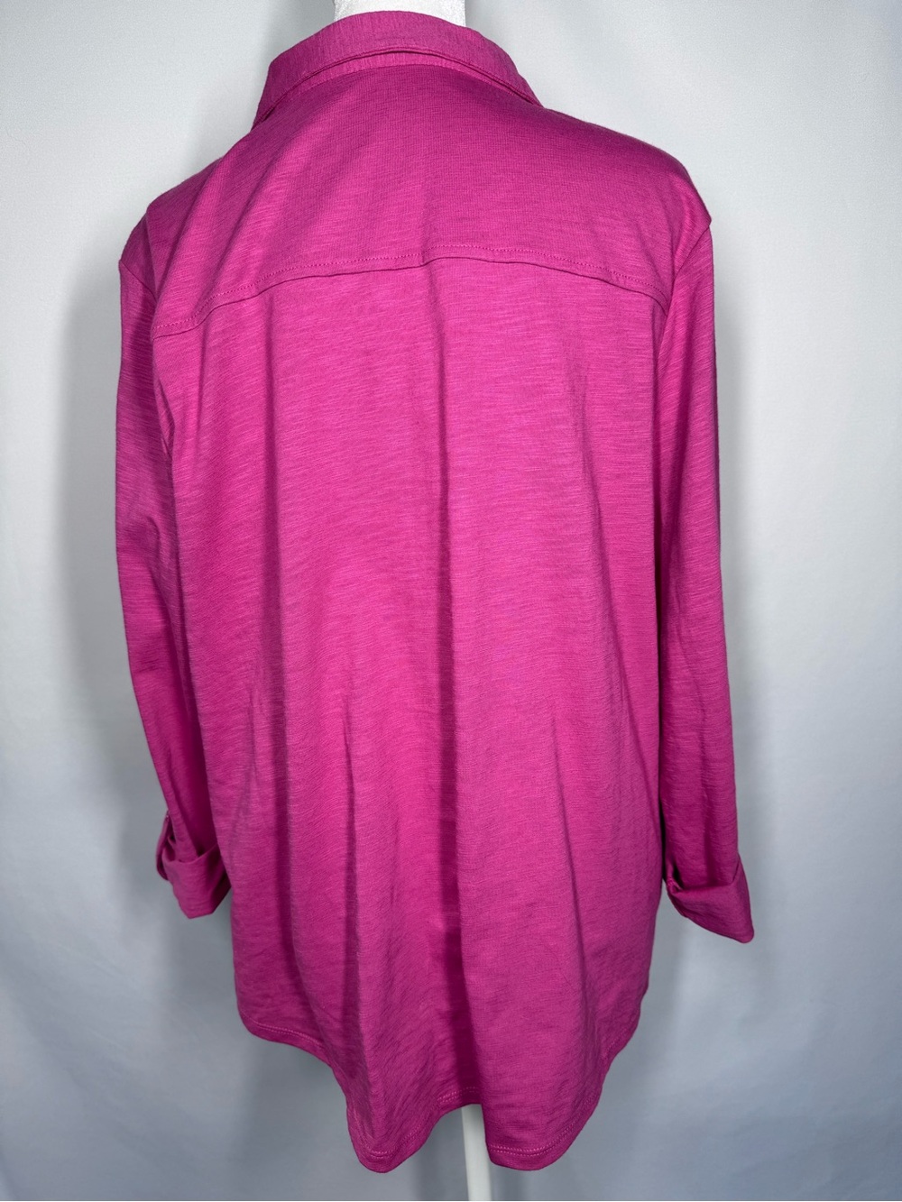 ❤️3/$30 New With Tags! Croft & Barrow Knit Roll-Tab Utility Shirt Chloe Pink PXL - Picture 4 of 8